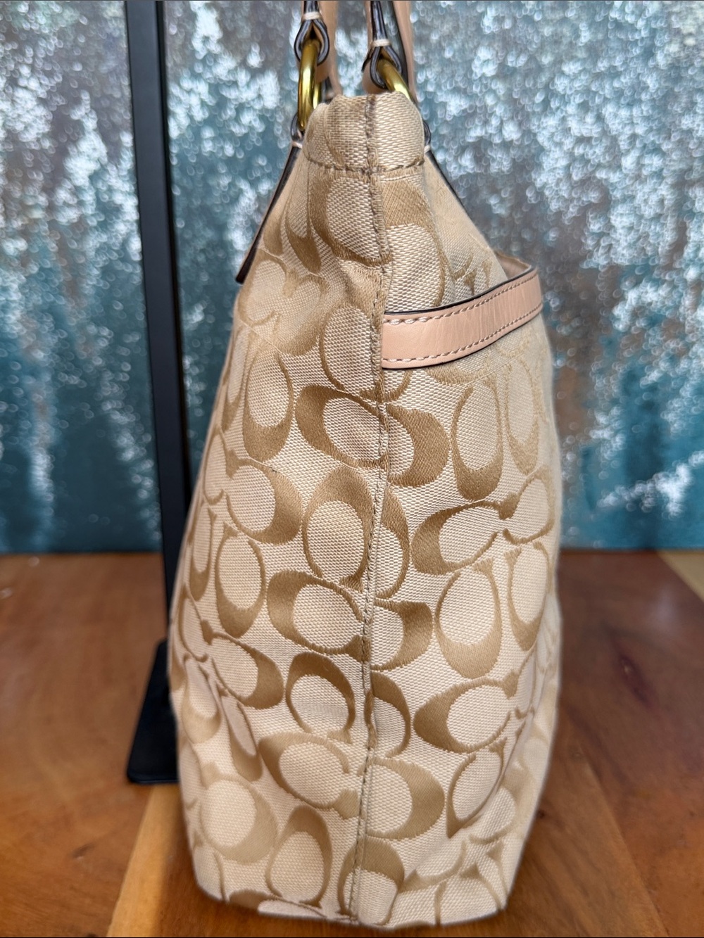 Coach 2013 Classic Jewel Tone Jacquard Monogram Signature Stripe Bag (GUC) - Picture 7 of 17